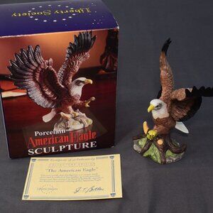 Vintage The American Eagle Liberty Society Bisque Porcelain Ceramic Statue 5.5"